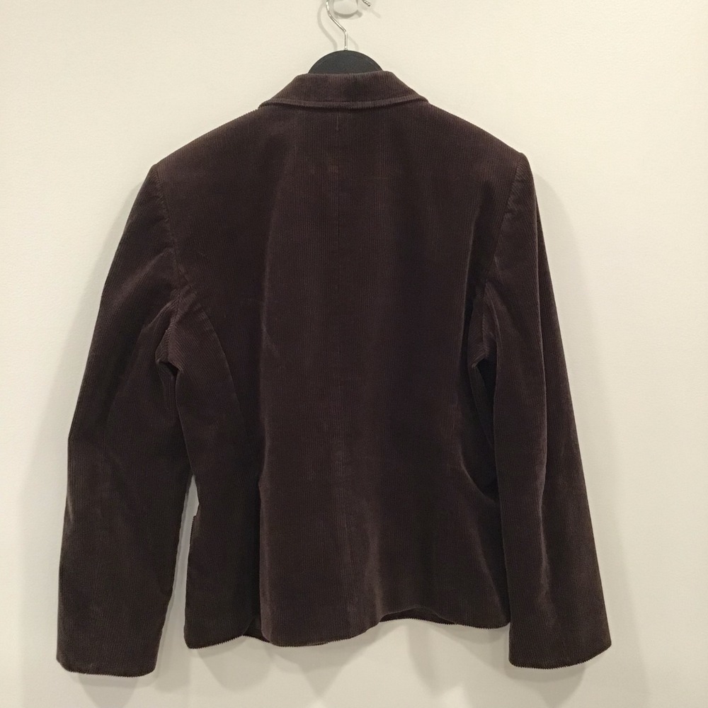 Tahari Blazer Women's Size 12 Brown Corduroy 3-Button Career Jacket Quiet Luxury - Picture 3 of 13